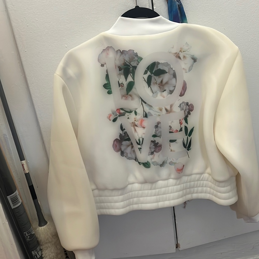 Victoria secret sport size medium white button up floral LOVE jacket med